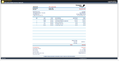 Web Development Invoice Template Someka Example Cover