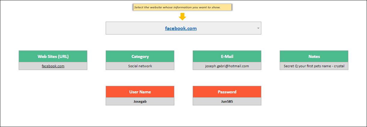 filterable password keeper