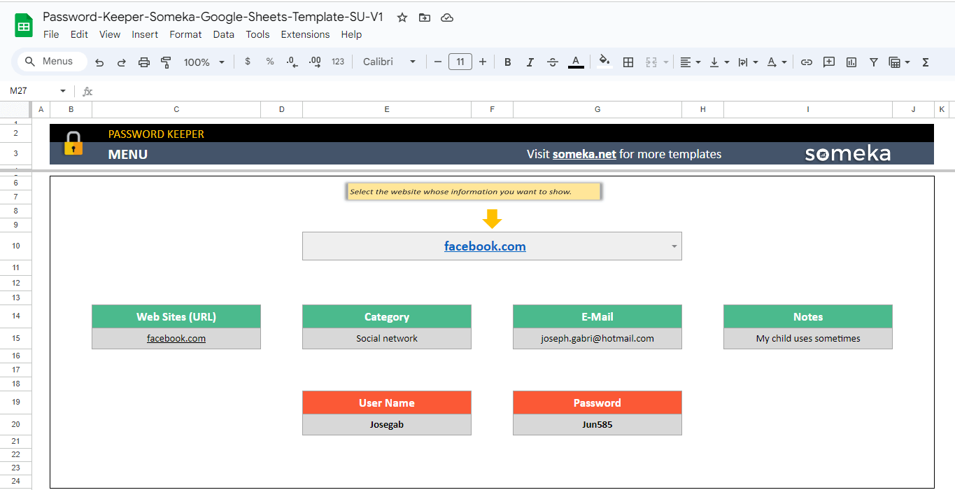 Password Keeper Google Sheets Template [Password Manager]