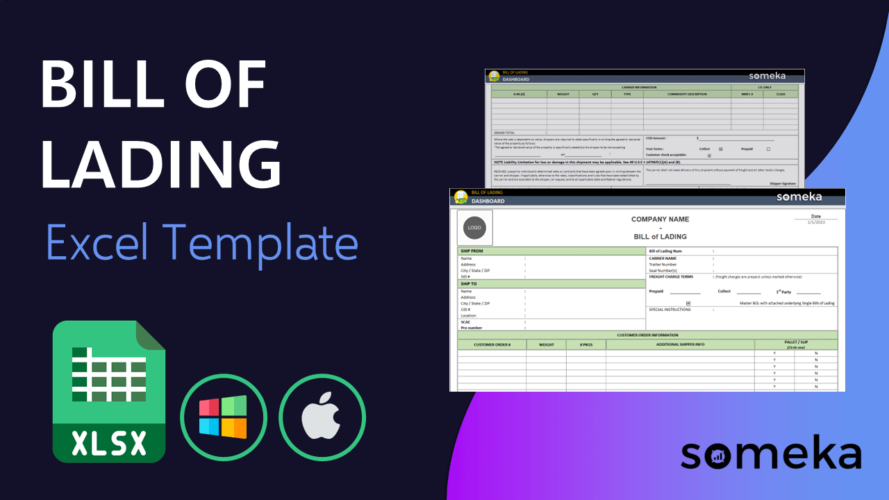 Bill of Lading Template - Someka Excel Template Video