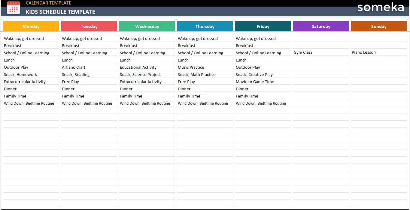 Kids-Schedule-Template-Someka-Example-SS1