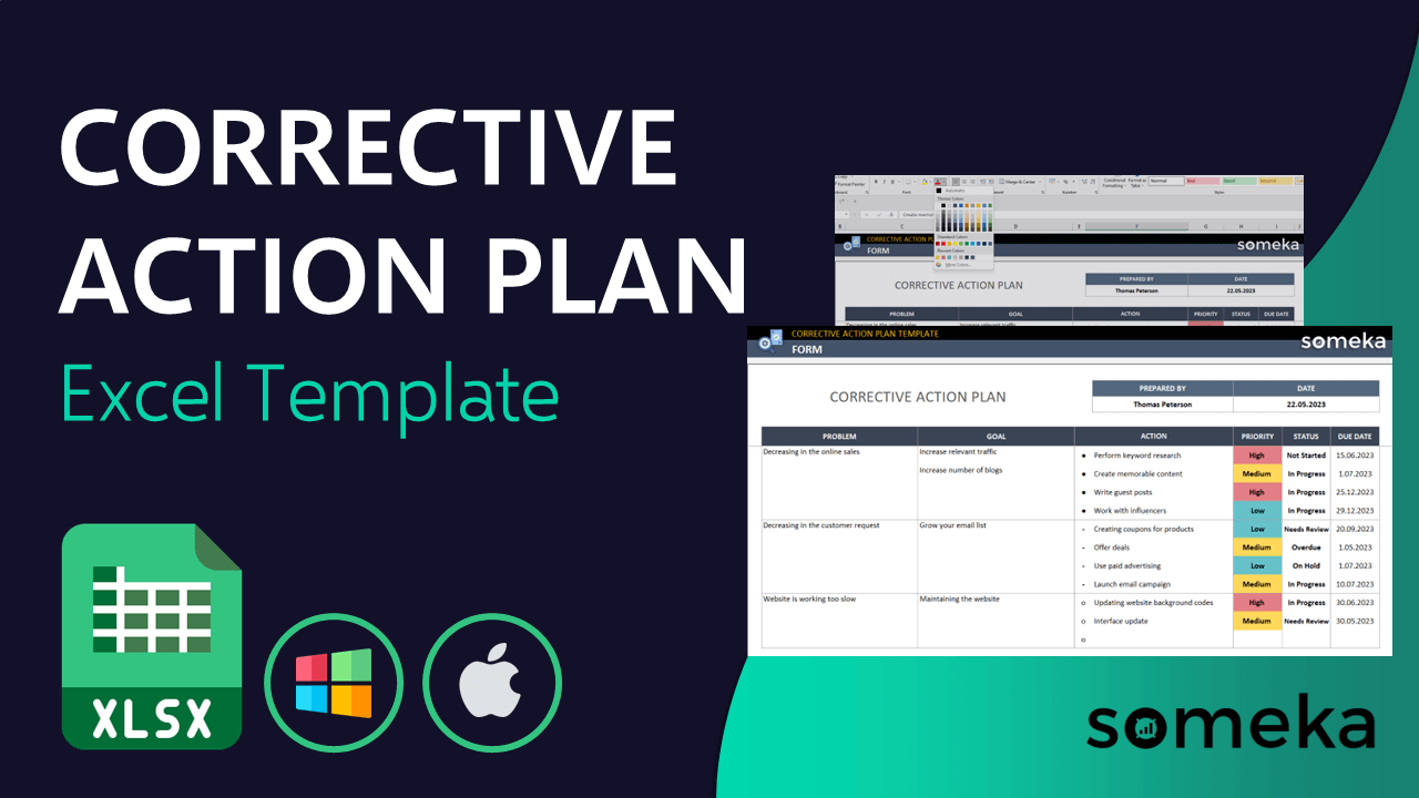 Corrective Action Plan - Someka Excel Template Video