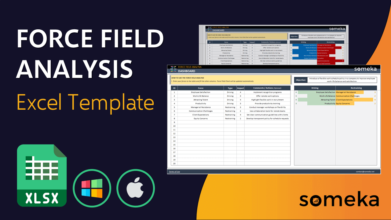 Force Field Analysis - Someka Excel Template Video