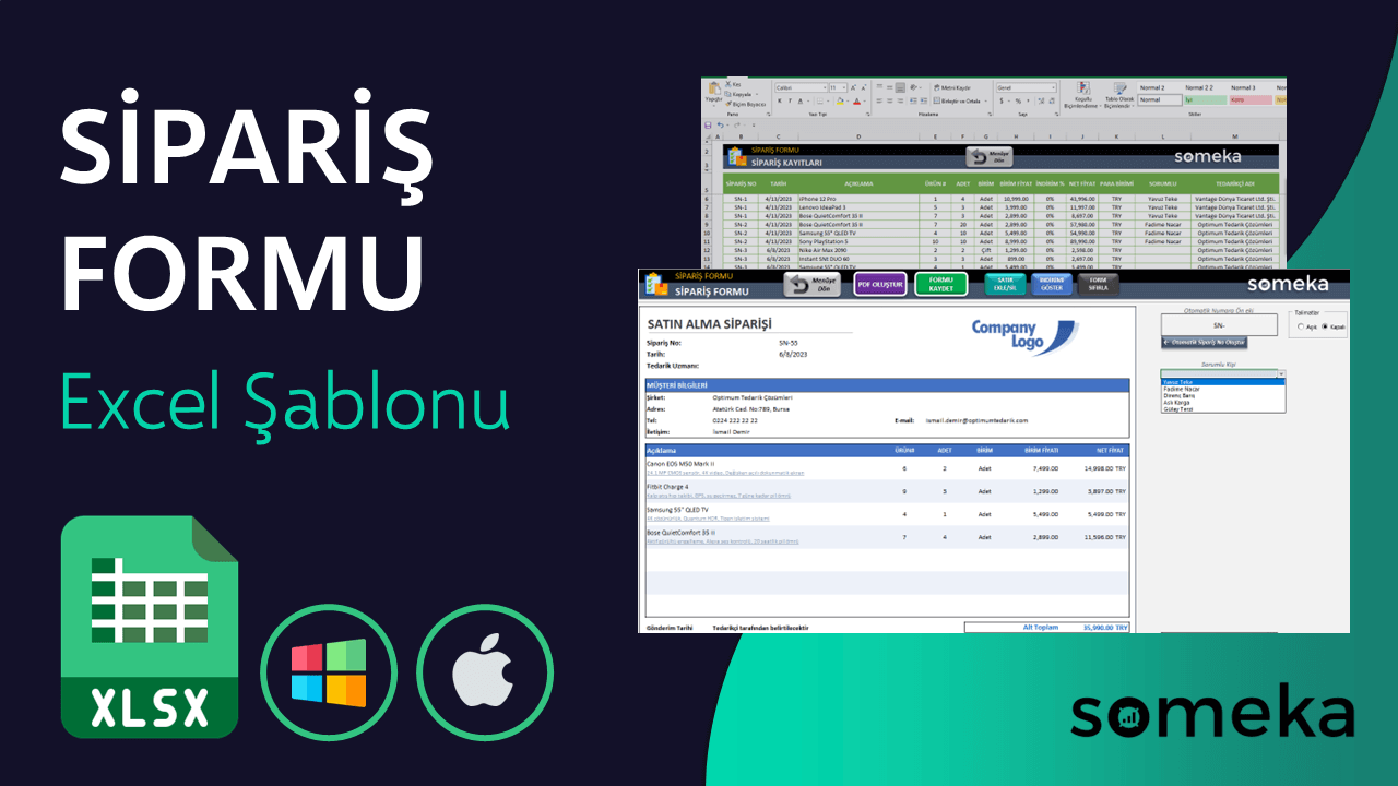 Sipariş Formu - Someka Excel Şablonu Video