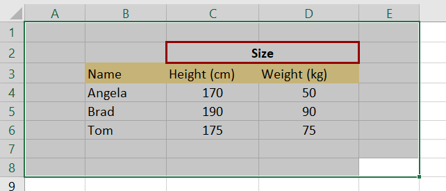 Selection Problem in Merged Cells