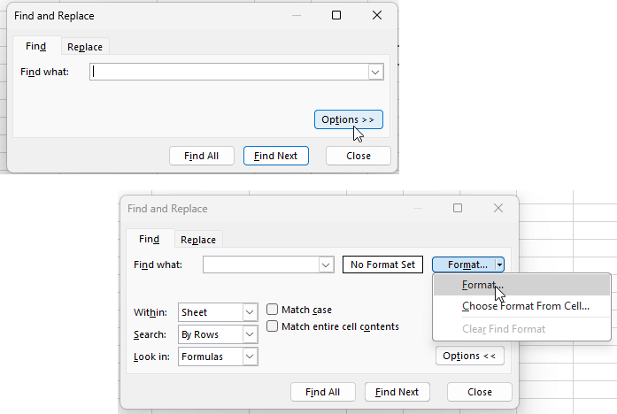 How to find merged cells in Excel?