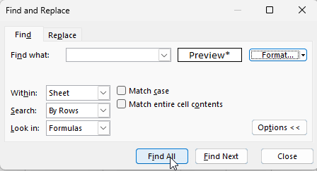 How to find merged cells in Excel?