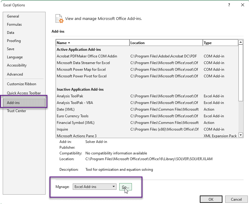 How to manage add-ins in Excel