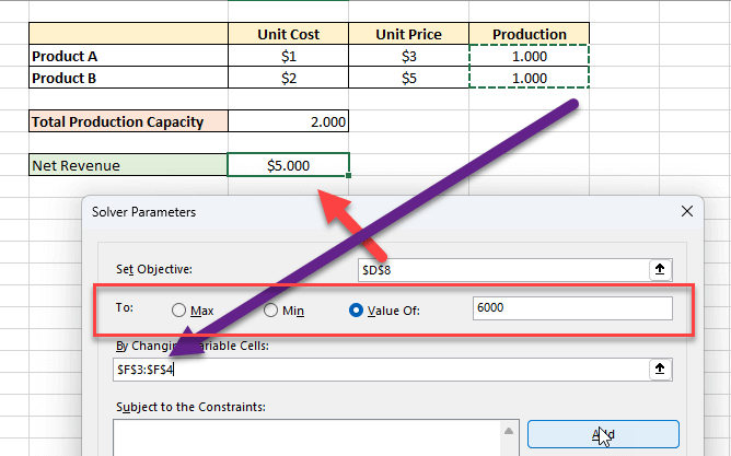 Excel Solver Simple Example