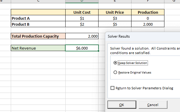 Excel Solver Simple Example