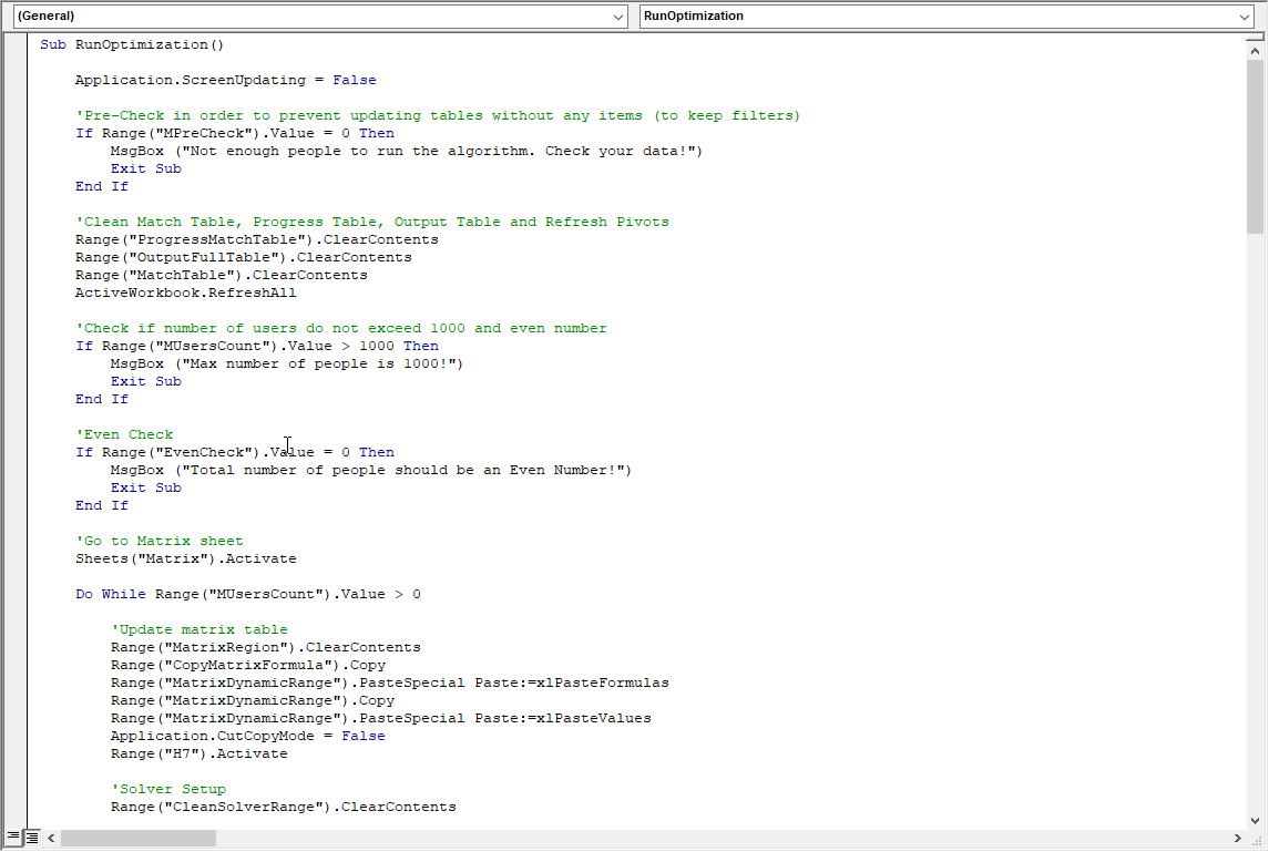 Excel Optimization VBA code