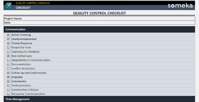 Quality Control Checklist Excel Template