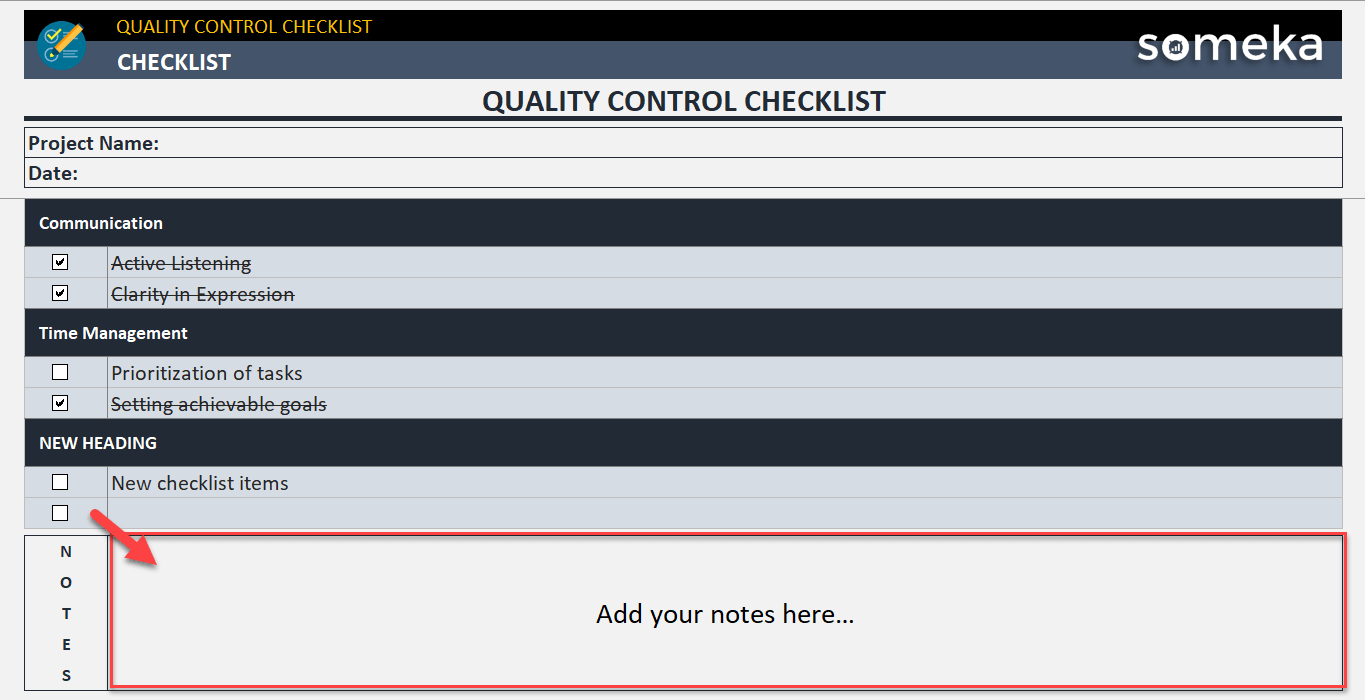 Quality Control Checklist [Excel Template]