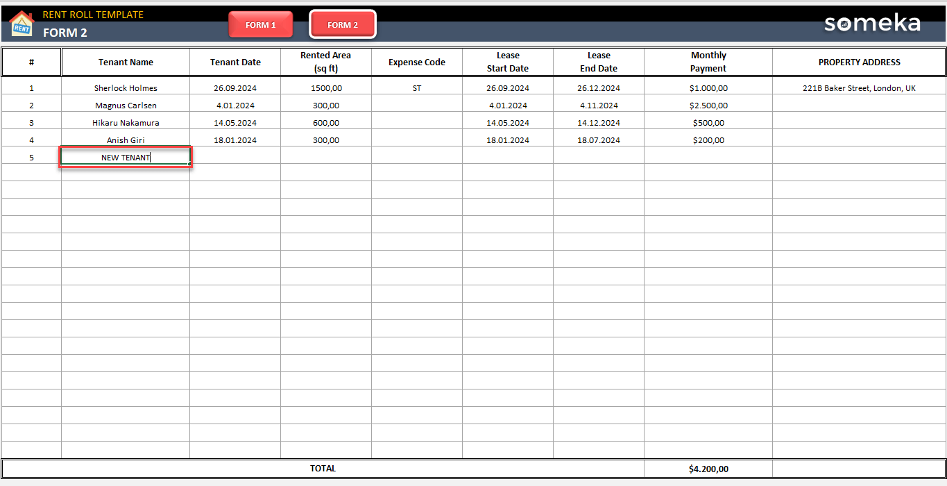 Rent Roll Template Free Printable Forms Rent Roll Template Free Printable Forms