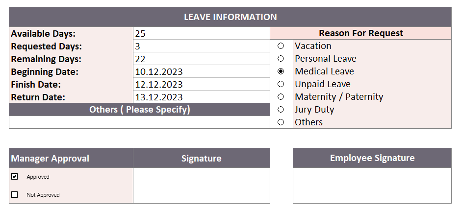 Employee Vacation Approval Form