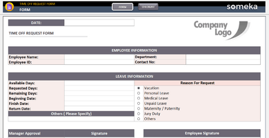 Time-Off Request Form Excel Template