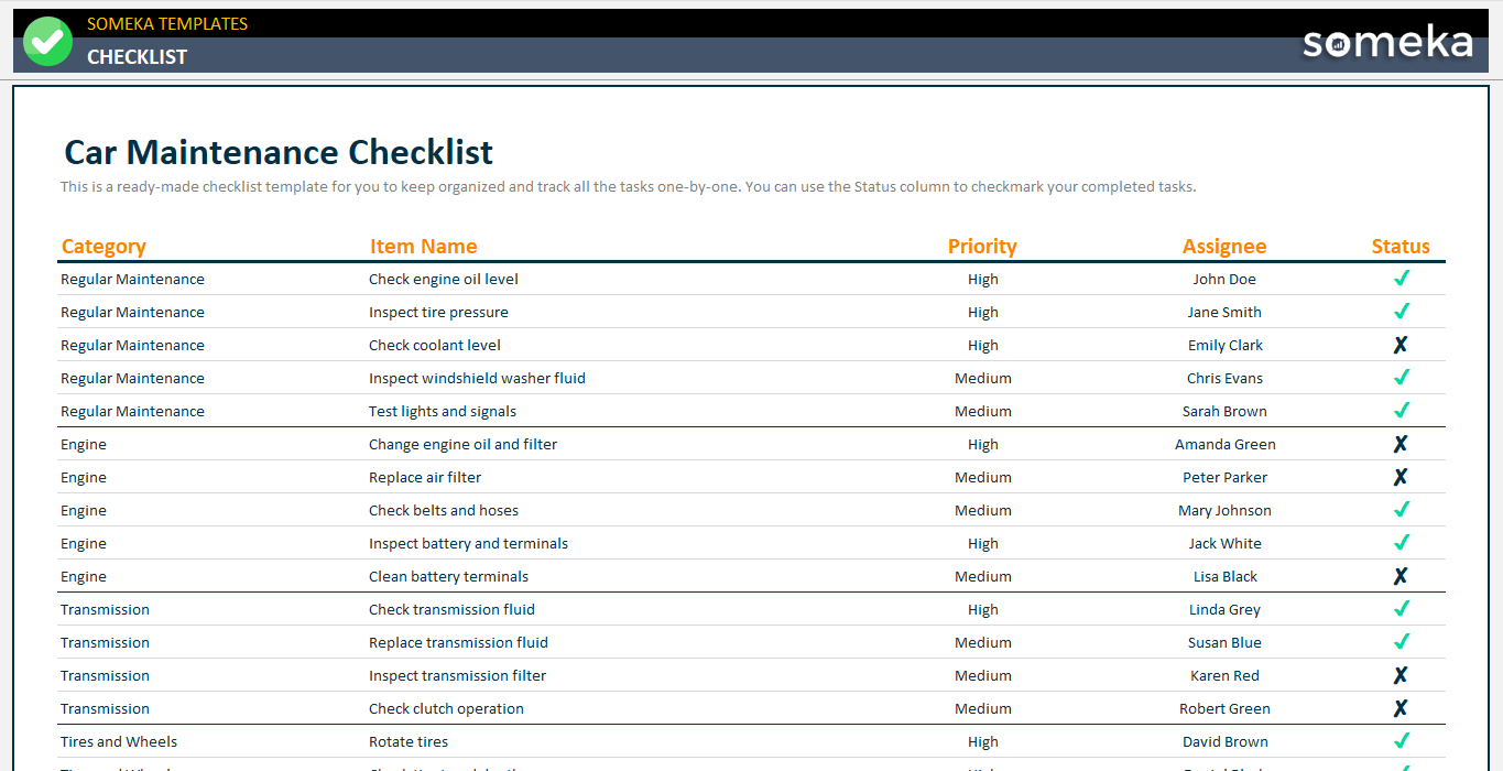 Car-Maintenance-Checklist-Someka-Example-SS1