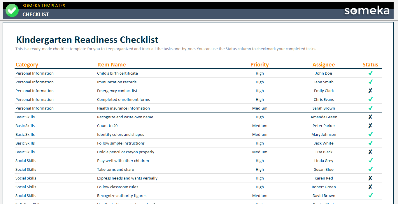 Kindergarten-Readiness-Checklist-Someka-Example-SS1