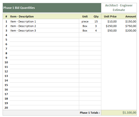 Construction Bidding Assessment
