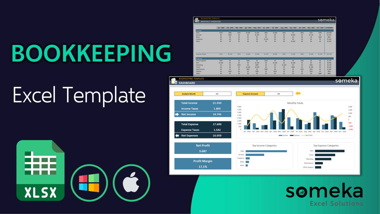 Excel Bookkeeping Template - Someka Video Cover