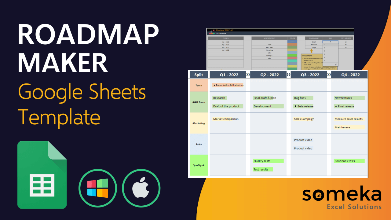 Roadmap Google Sheets Template - Someka Video Cover